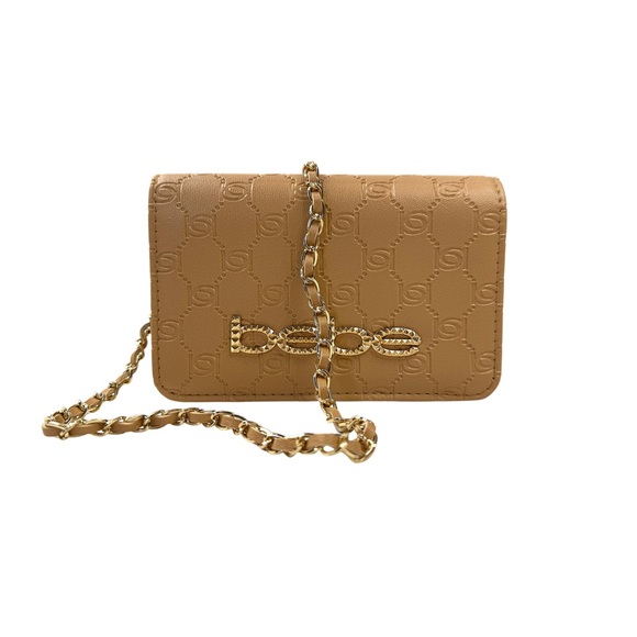 NWT Bebe Gold Chain Natural Tan Women's Crossbody Bag - Picture 5 of 5